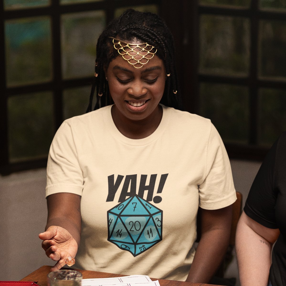 Critical Hit D20 Dice YAH! Funny DnD T-Shirt Designed by GeekHaven