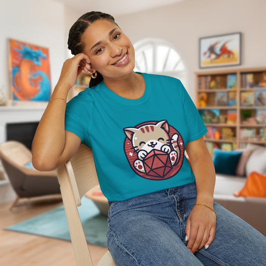 Cute Cats Love Dice DnD T-Shirt Designed by GeekHaven