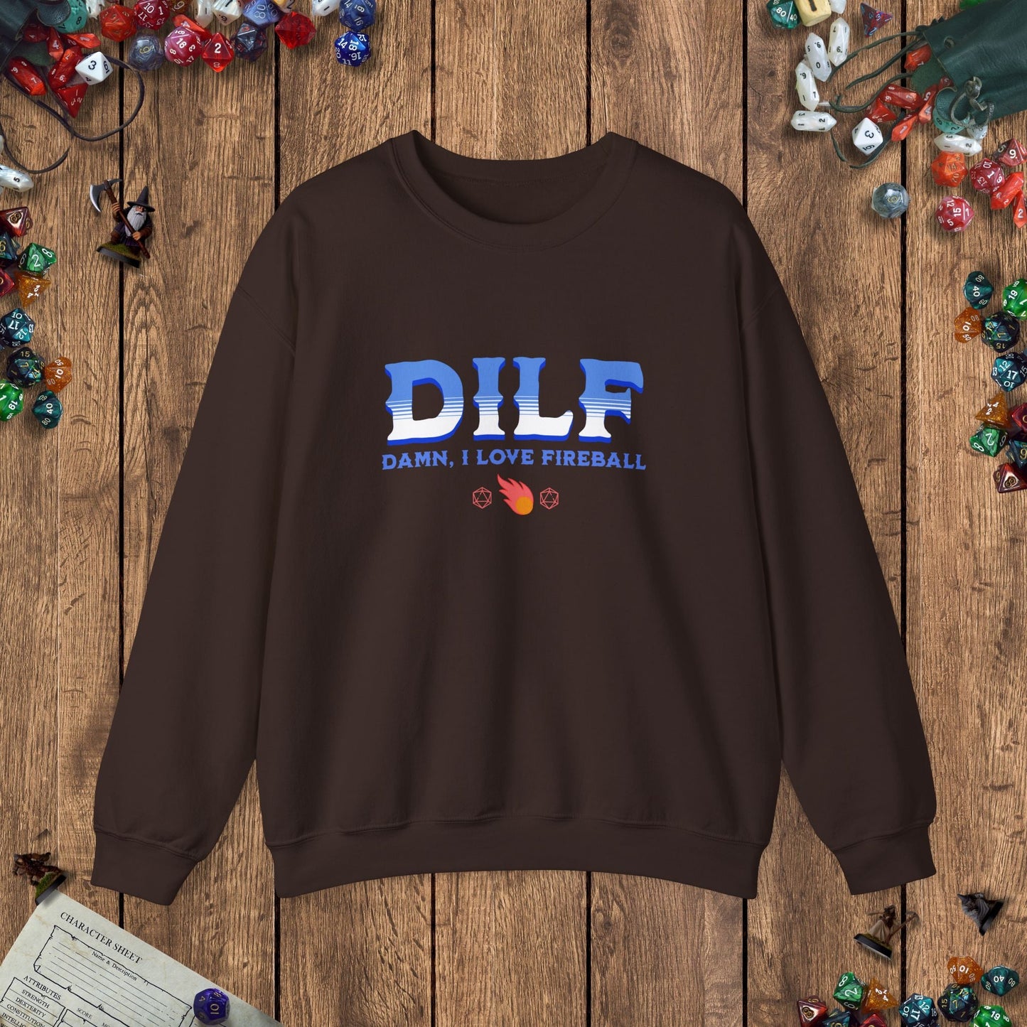 DILF Fireball Funny DnD Sweatshirt Designed by GeekHaven