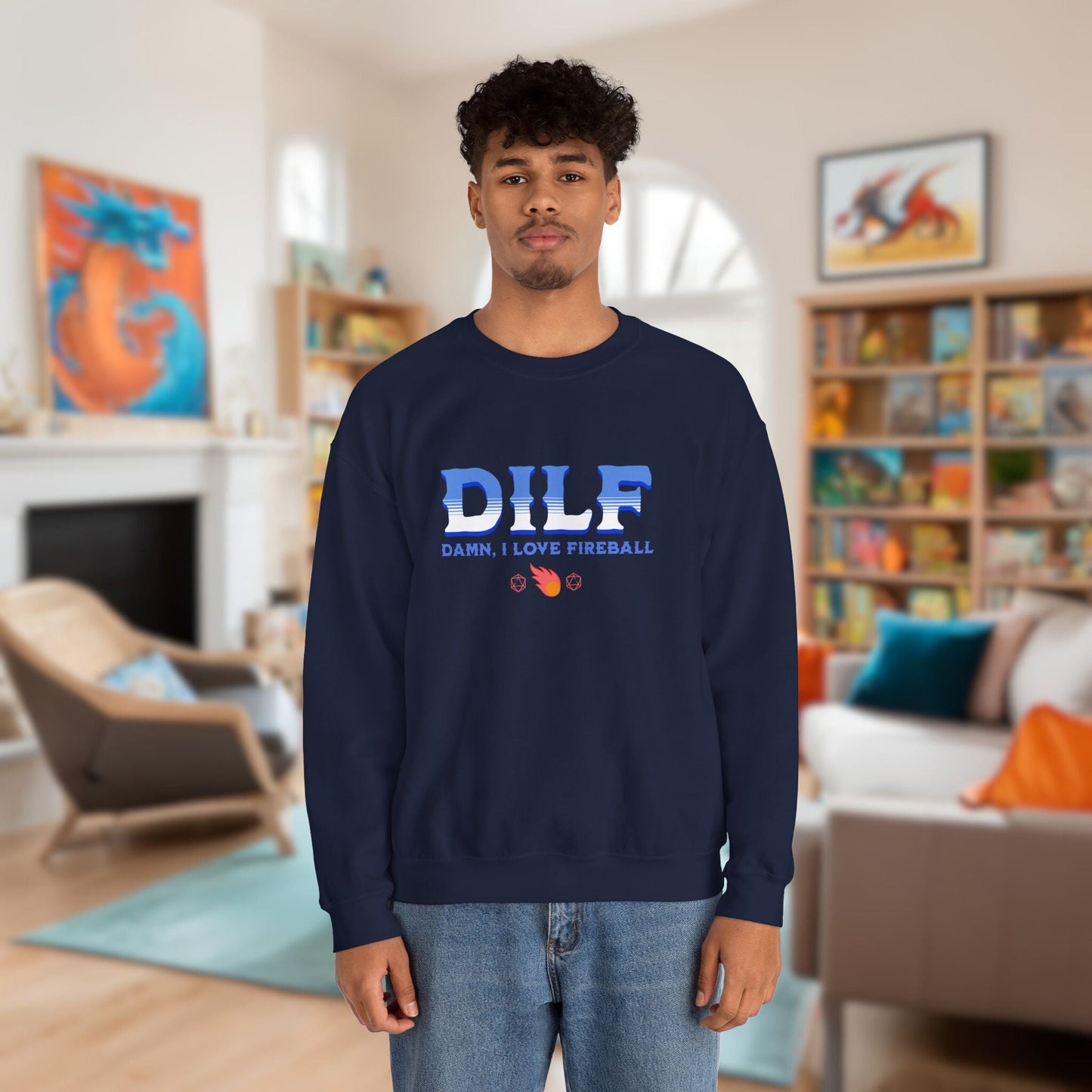 DILF Fireball Funny DnD Sweatshirt Designed by GeekHaven