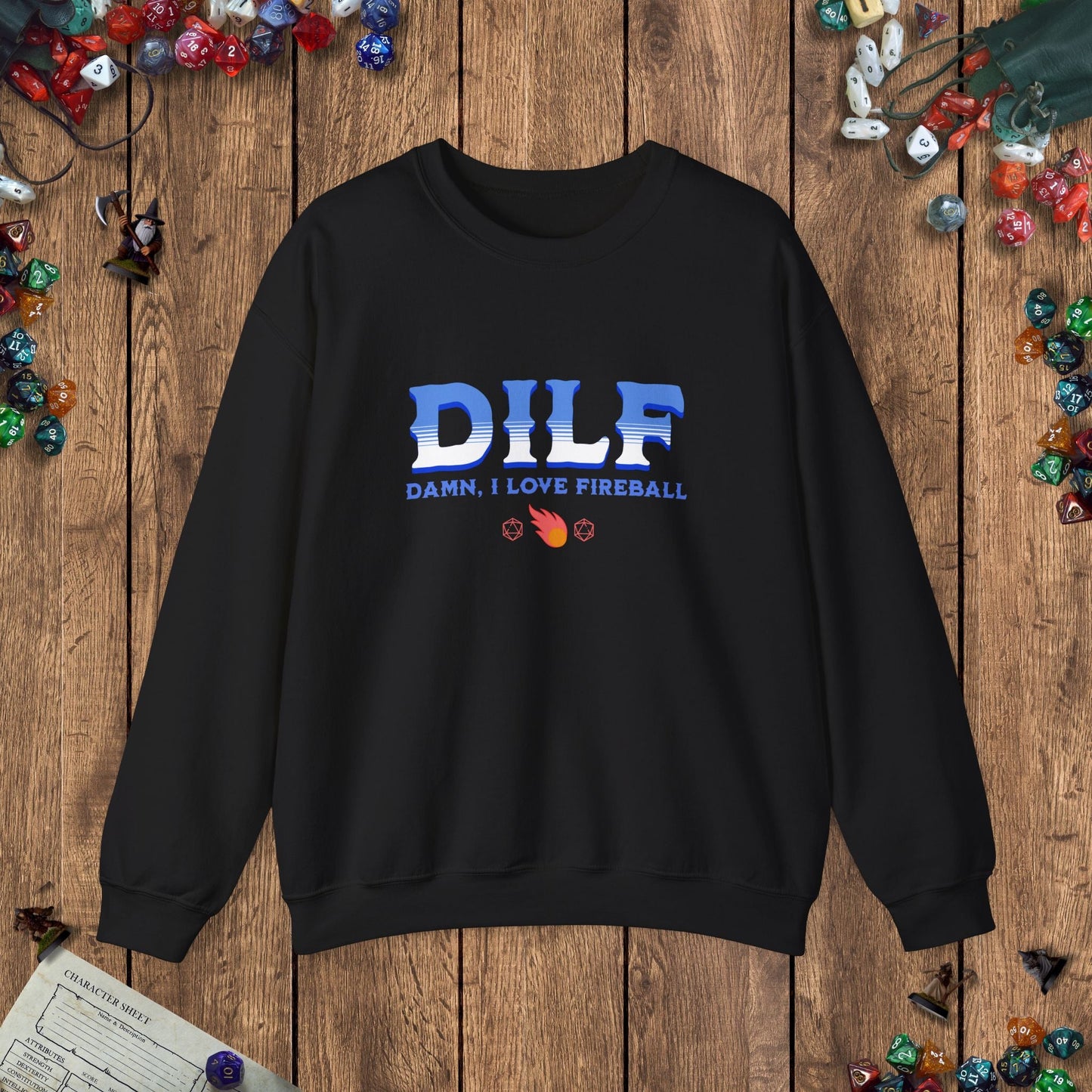 DILF Fireball Funny DnD Sweatshirt Designed by GeekHaven