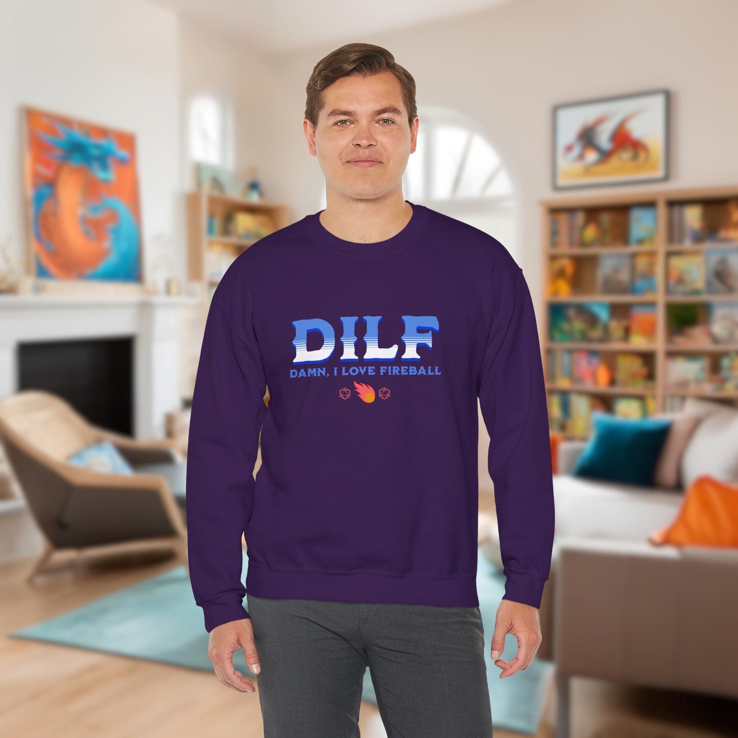 DILF Fireball Funny DnD Sweatshirt Designed by GeekHaven