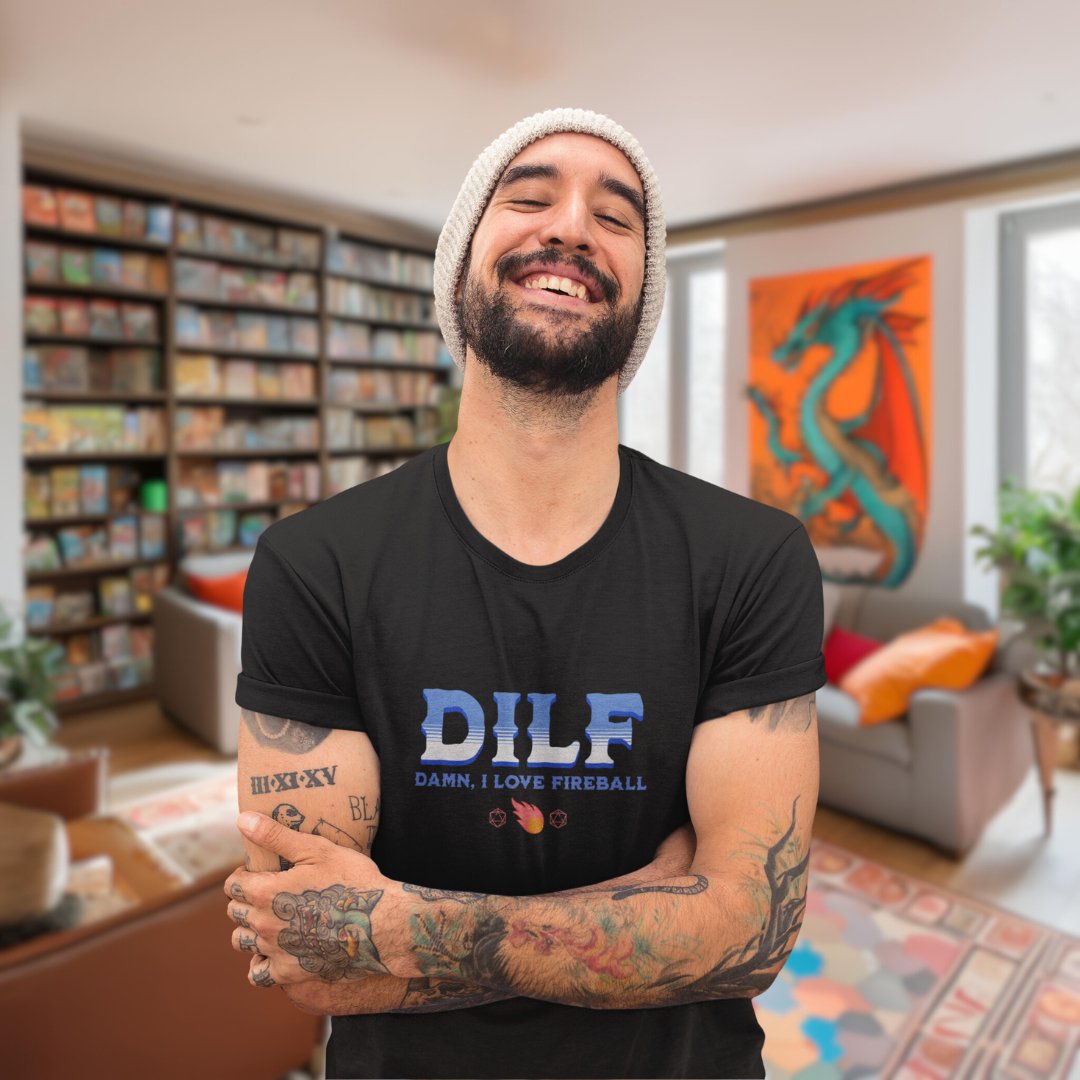DILF Fireball Funny DnD T-Shirt Designed by GeekHaven