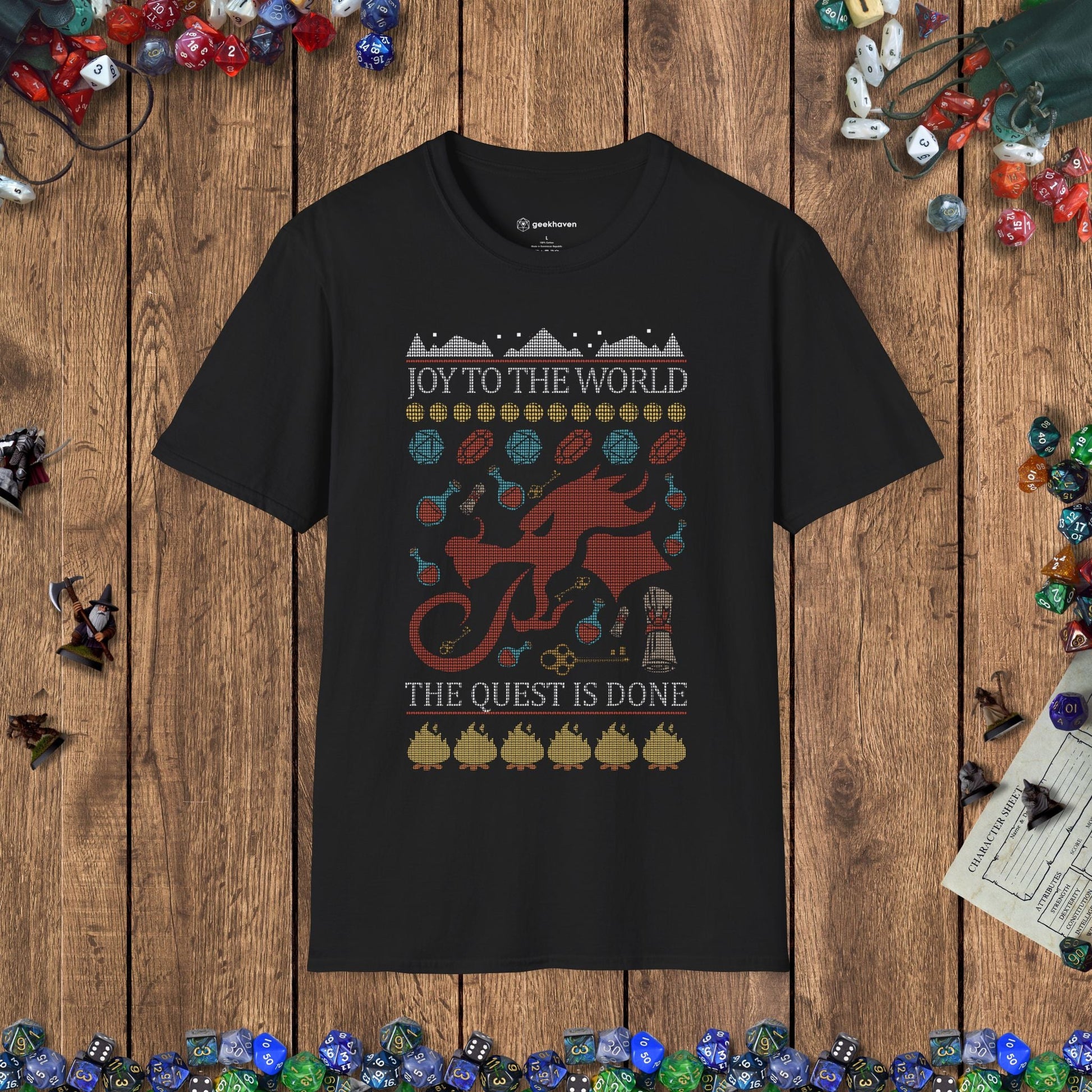 DnD Ugly Christmas Sweater Style T-shirt Designed by GeekHaven