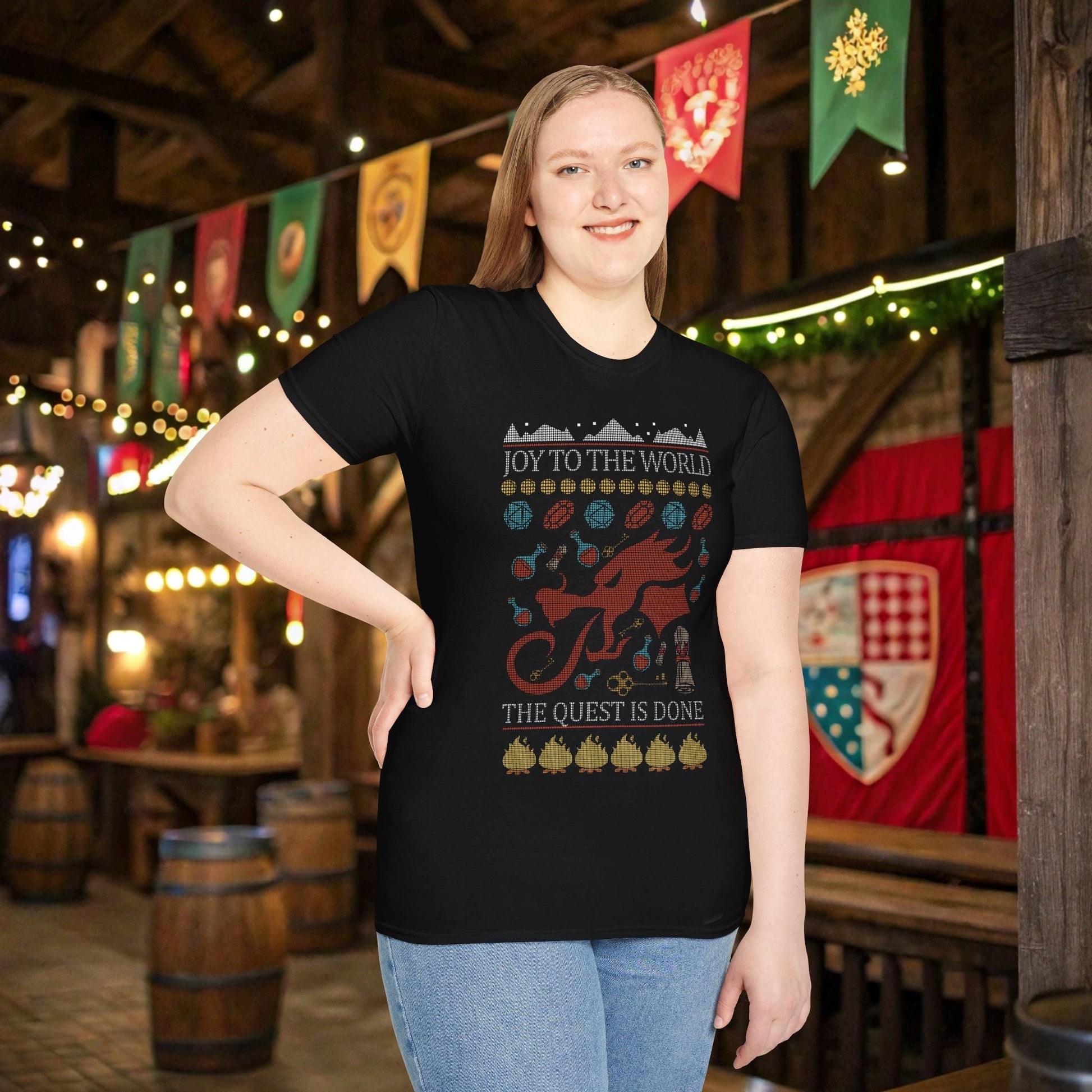 DnD Ugly Christmas Sweater Style T-shirt Designed by GeekHaven