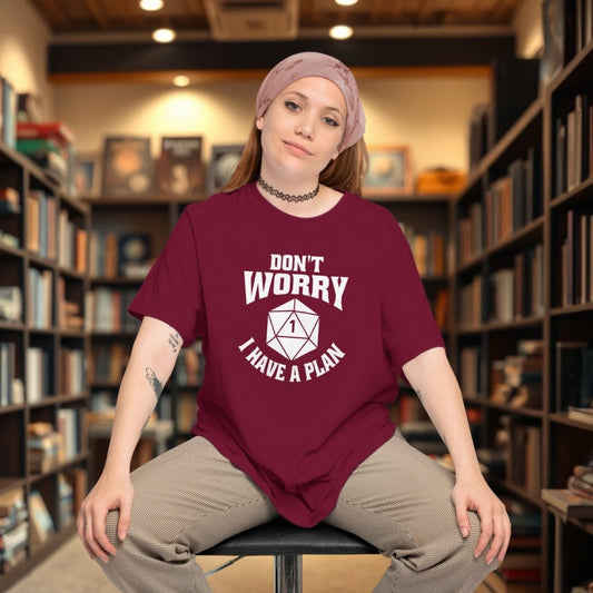 Don't Worry I Have a Plan D20 Critical Fail Funny DnD T-Shirt Designed by GeekHaven