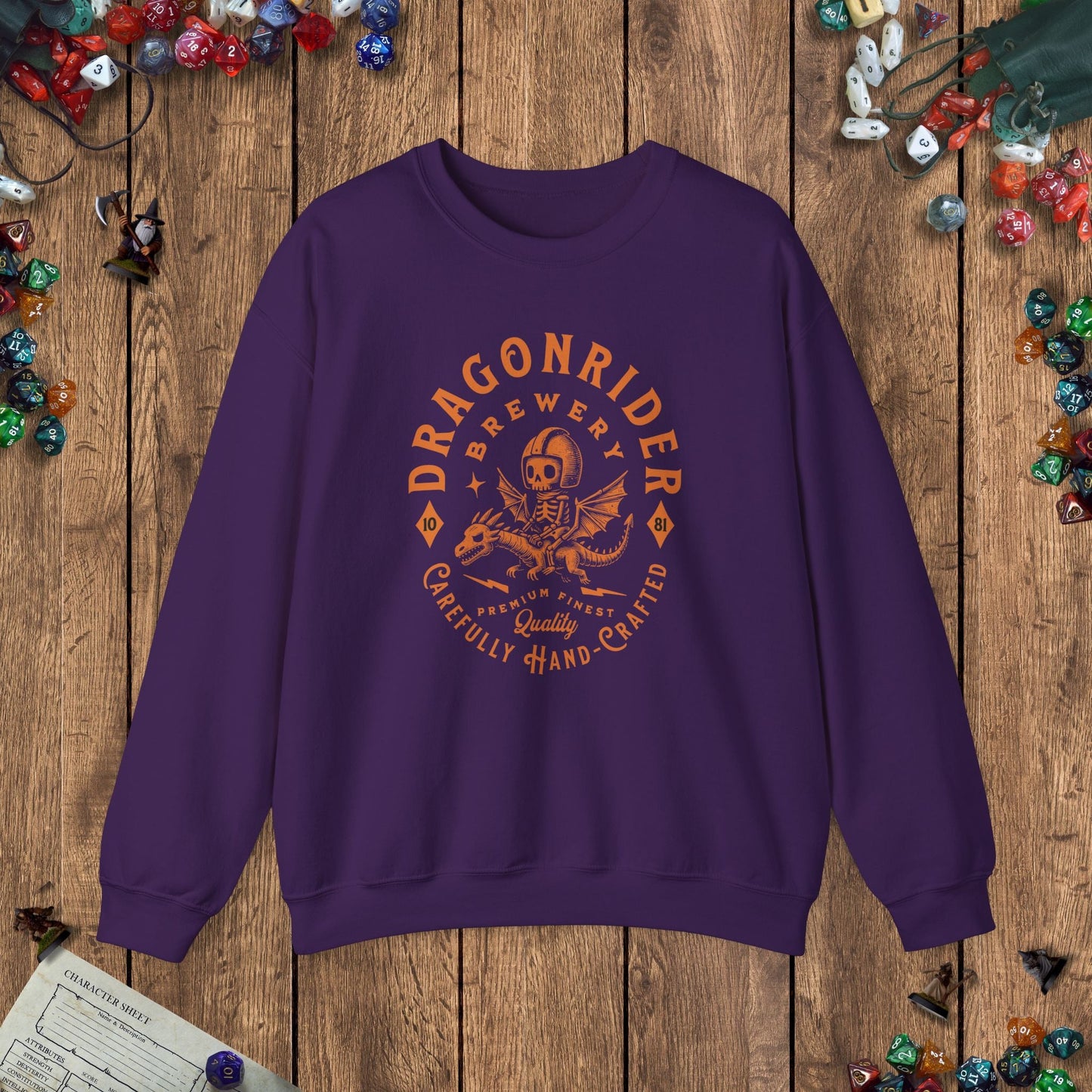 Dragonrider Brewery Funny Fantasy DnD Sweatshirt Designed by GeekHaven