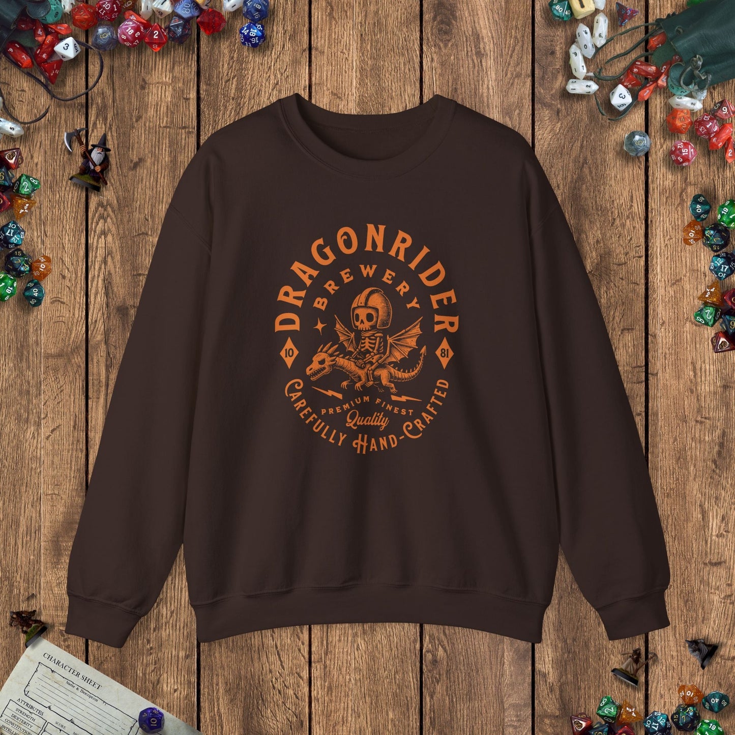 Dragonrider Brewery Funny Fantasy DnD Sweatshirt Designed by GeekHaven