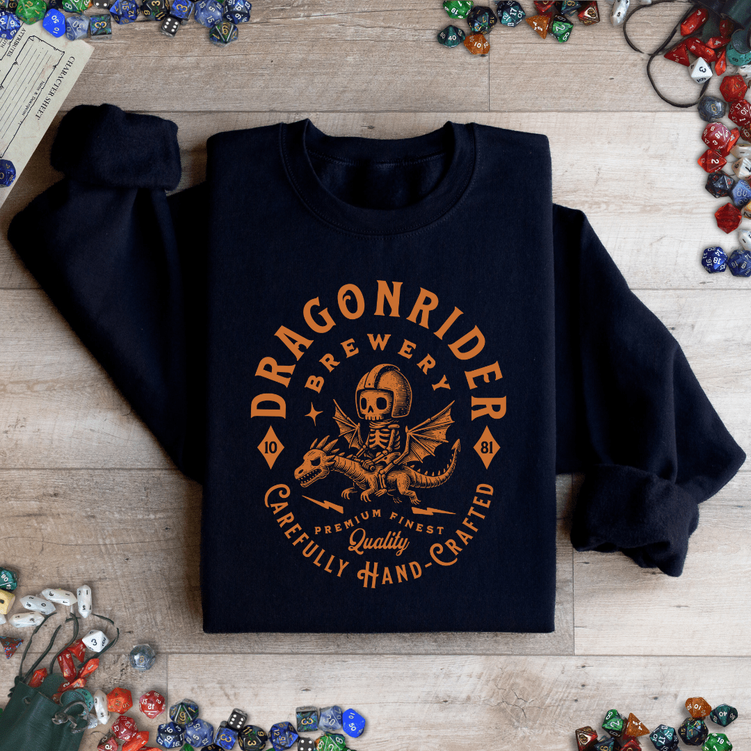 Dragonrider Brewery Funny Fantasy DnD Sweatshirt Designed by GeekHaven