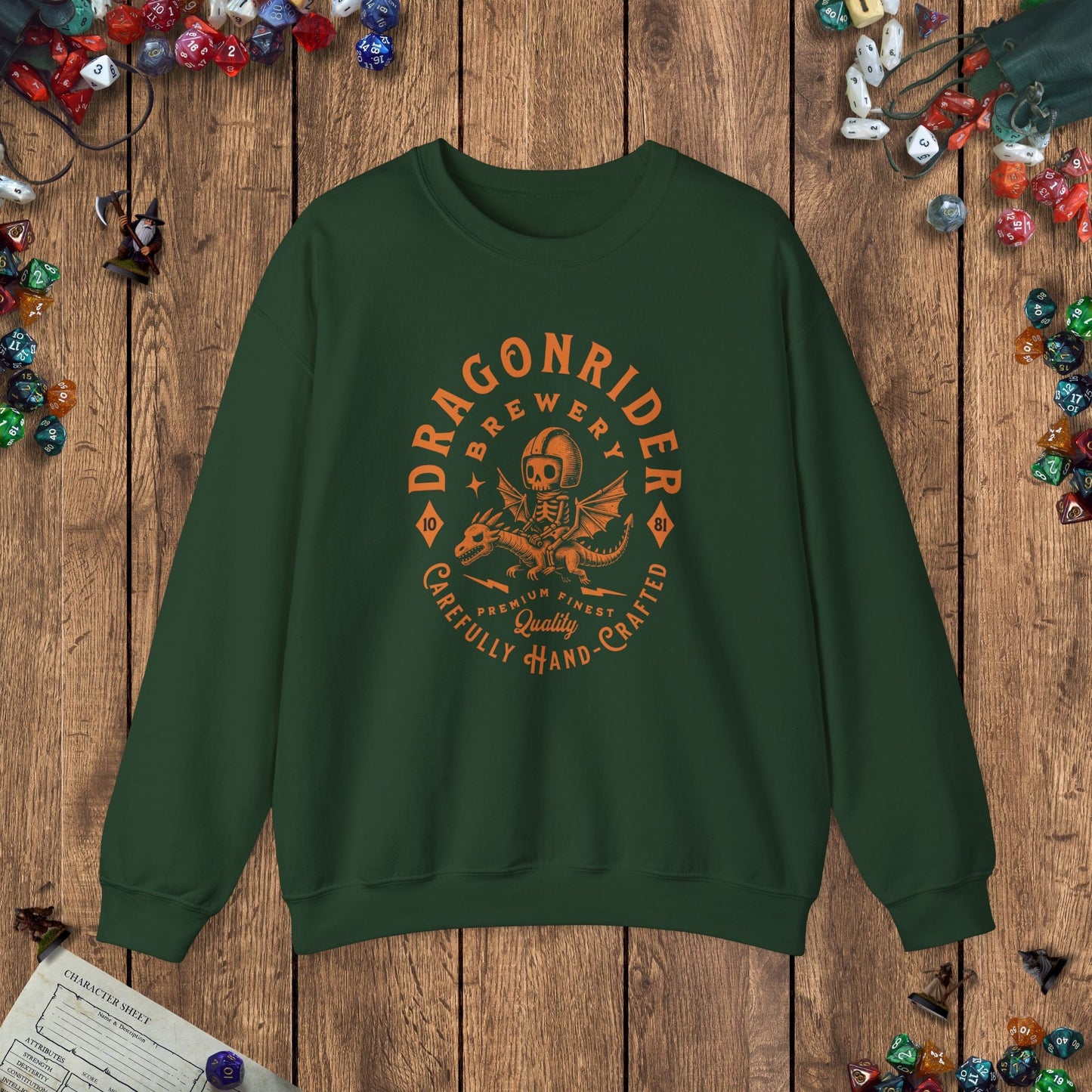 Dragonrider Brewery Funny Fantasy DnD Sweatshirt Designed by GeekHaven