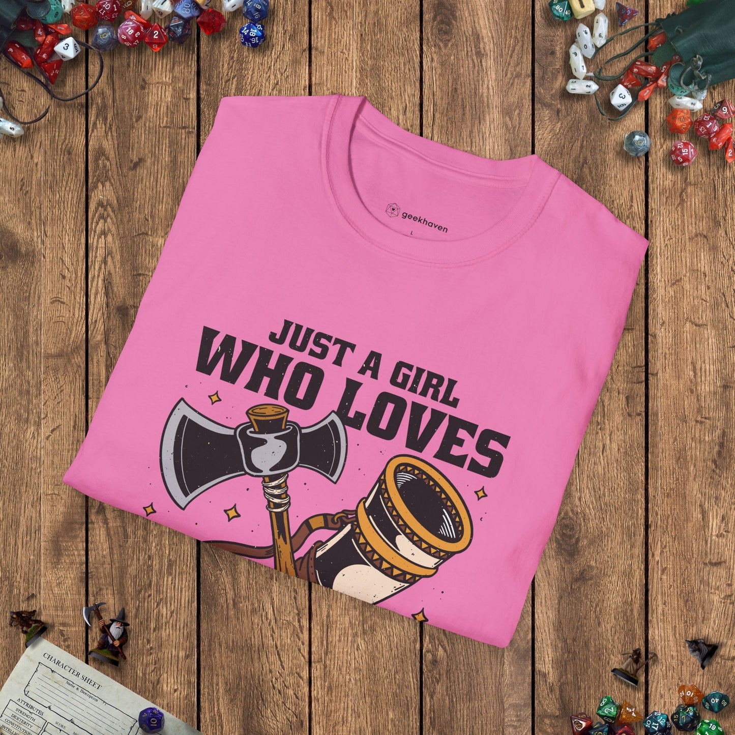 Just a Girl Who Loves Axes and Mead T-Shirt Designed by GeekHaven
