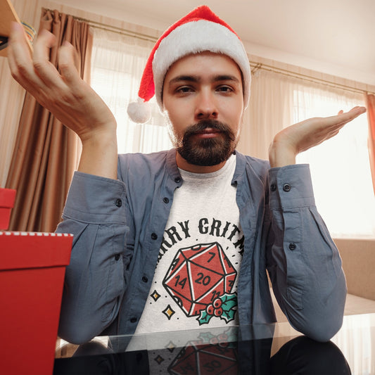 Merry Critmas D20 & Holly Funny DnD T-Shirt Designed by GeekHaven