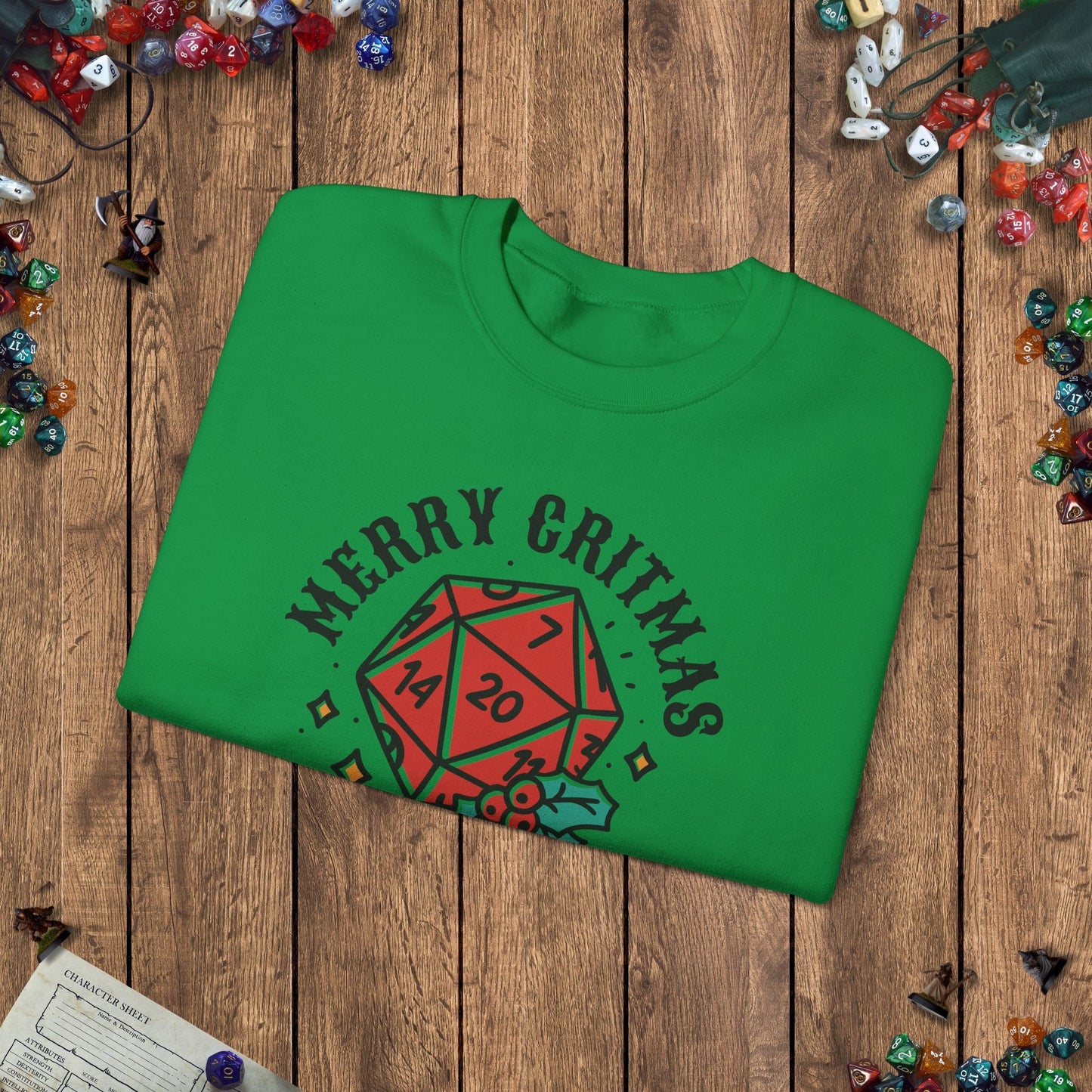 Merry Critmas Funny DnD Christmas Sweater Designed by GeekHaven