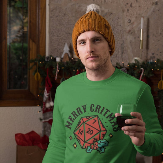 Merry Critmas Funny DnD Christmas Sweater Designed by GeekHaven
