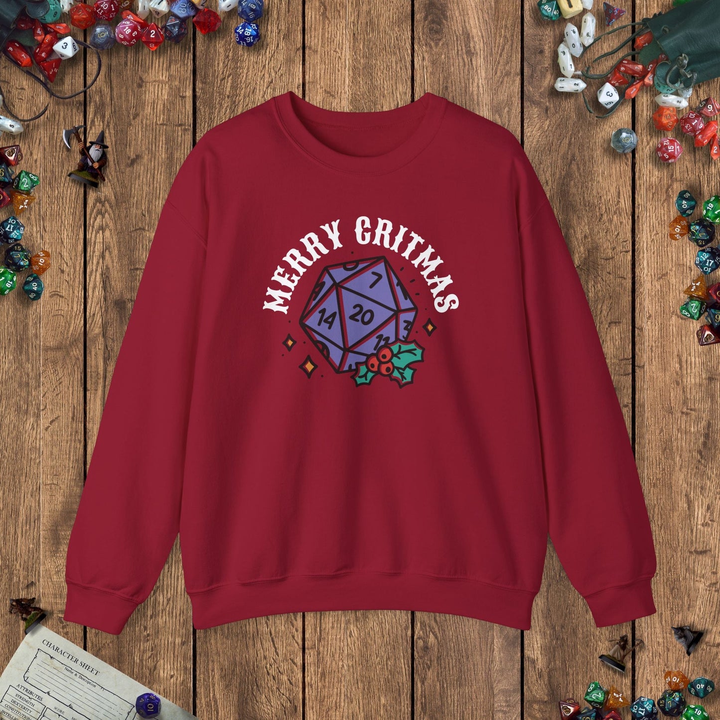Merry Critmas Funny DnD Christmas Sweater Designed by GeekHaven