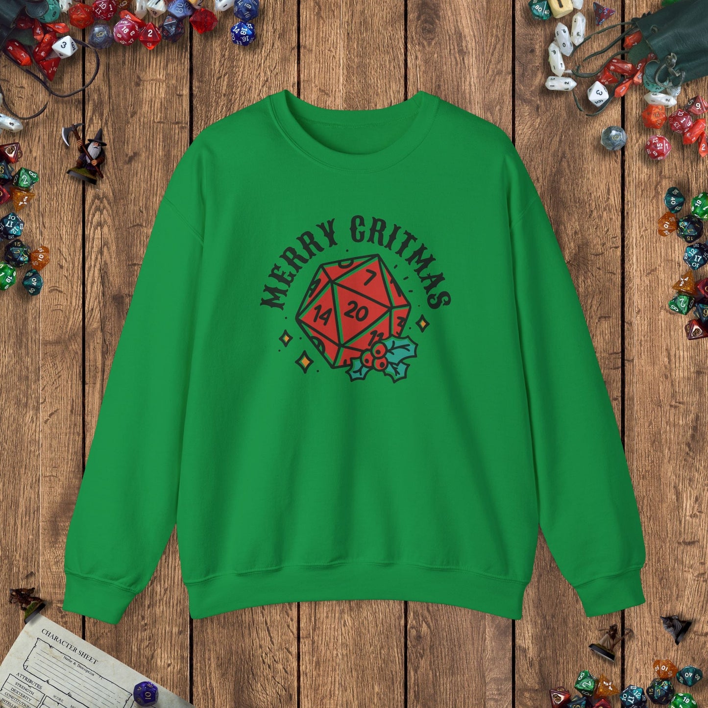 Merry Critmas Funny DnD Christmas Sweater Designed by GeekHaven