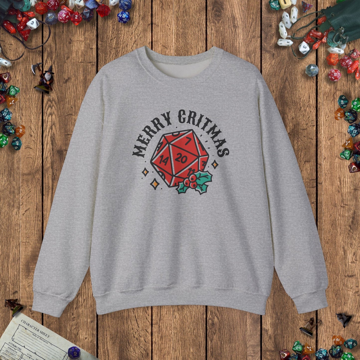 Merry Critmas Funny DnD Christmas Sweater Designed by GeekHaven