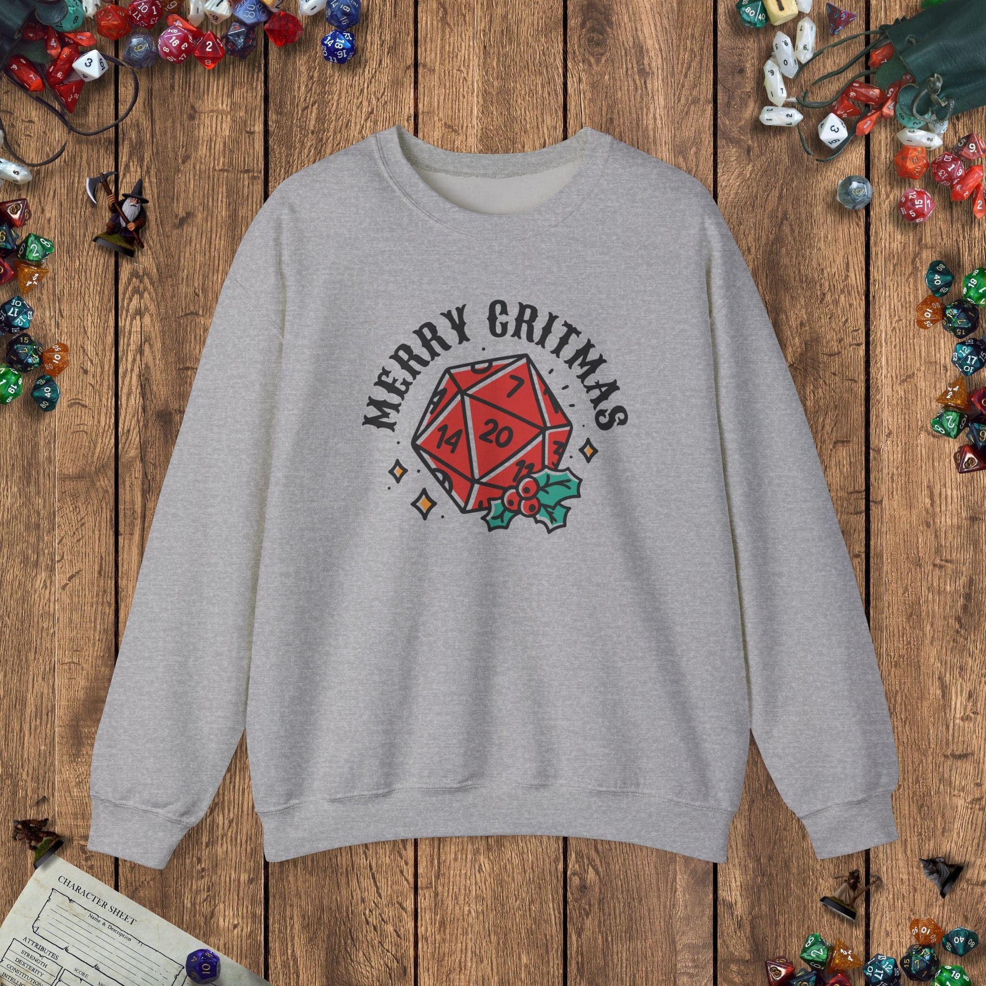 Merry Critmas Funny DnD Christmas Sweater Designed by GeekHaven