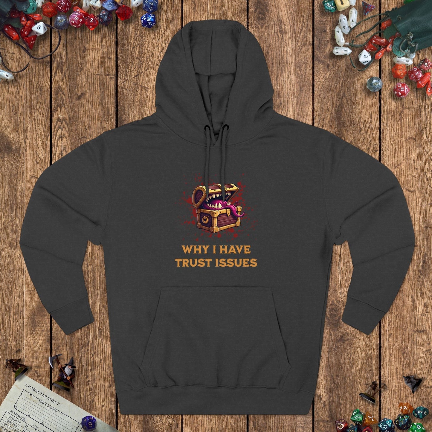 Mimic Trust Issues Funny DnD Hoodie Designed by GeekHaven