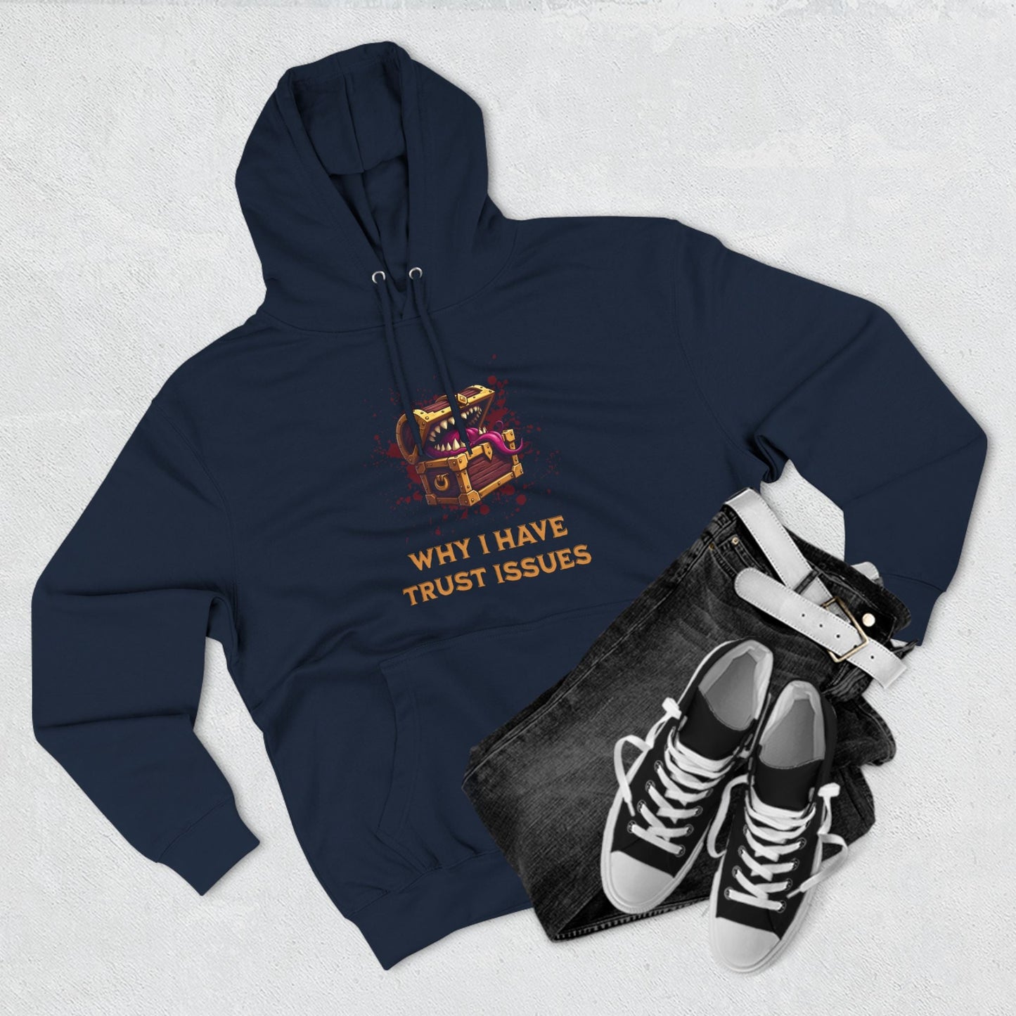 Mimic Trust Issues Funny DnD Hoodie Designed by GeekHaven