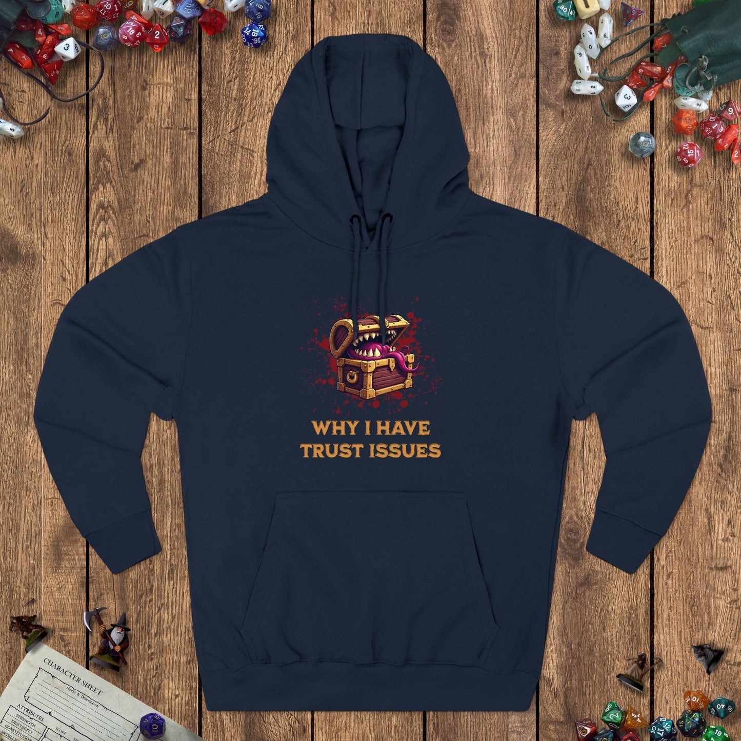 Mimic Trust Issues Funny DnD Hoodie Designed by GeekHaven