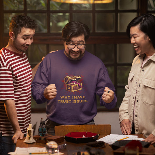 Mimic Trust Issues Funny DnD Sweatshirt Designed by GeekHaven