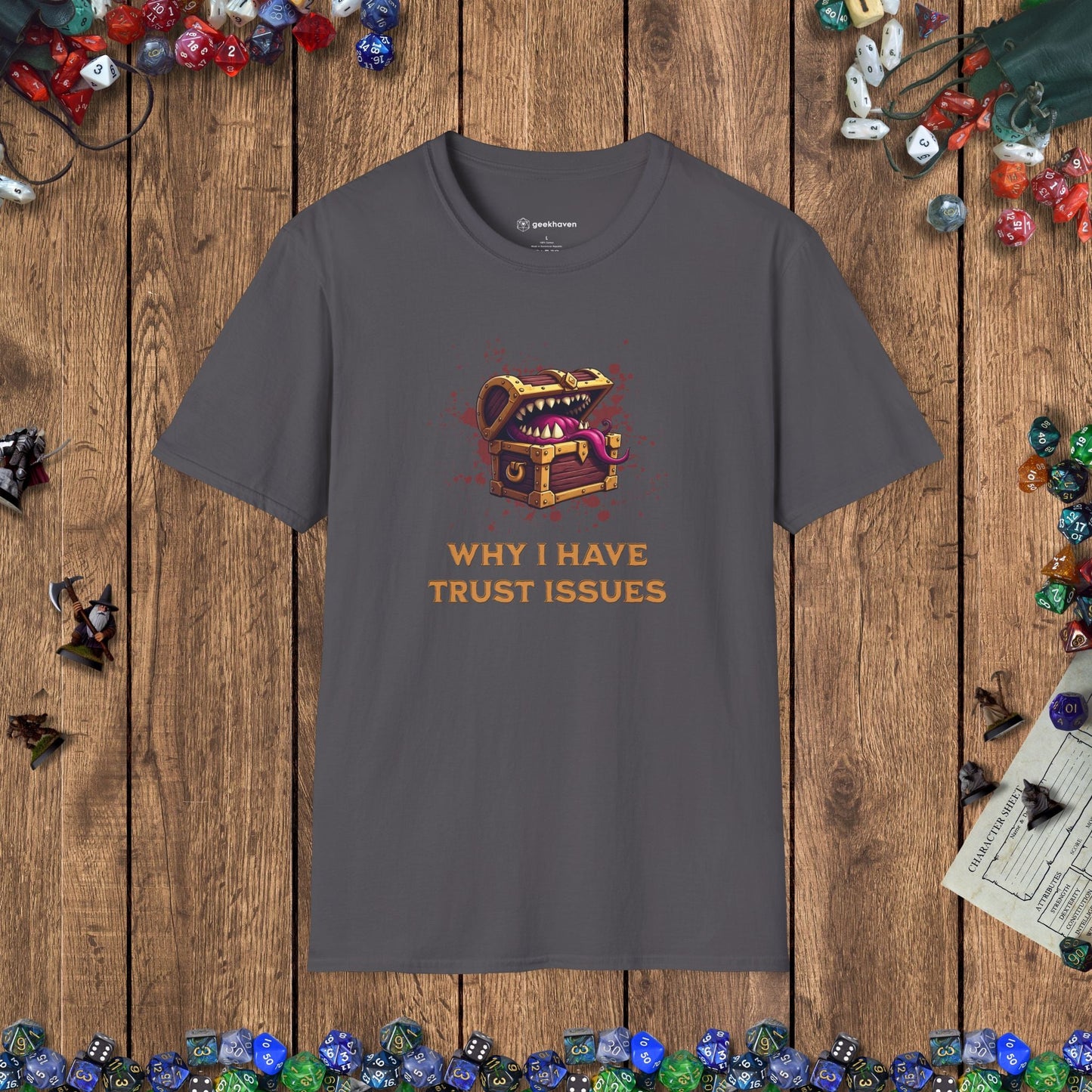 Mimic Trust Issues Funny DnD T-Shirt Designed by GeekHaven