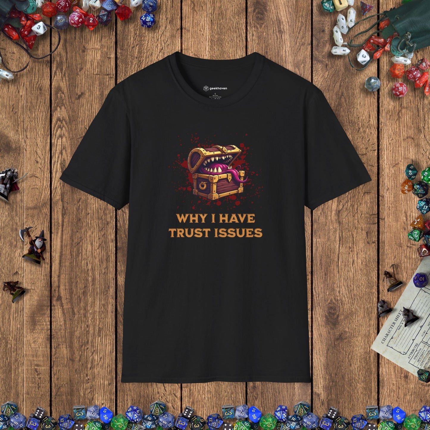 Mimic Trust Issues Funny DnD T-Shirt Designed by GeekHaven