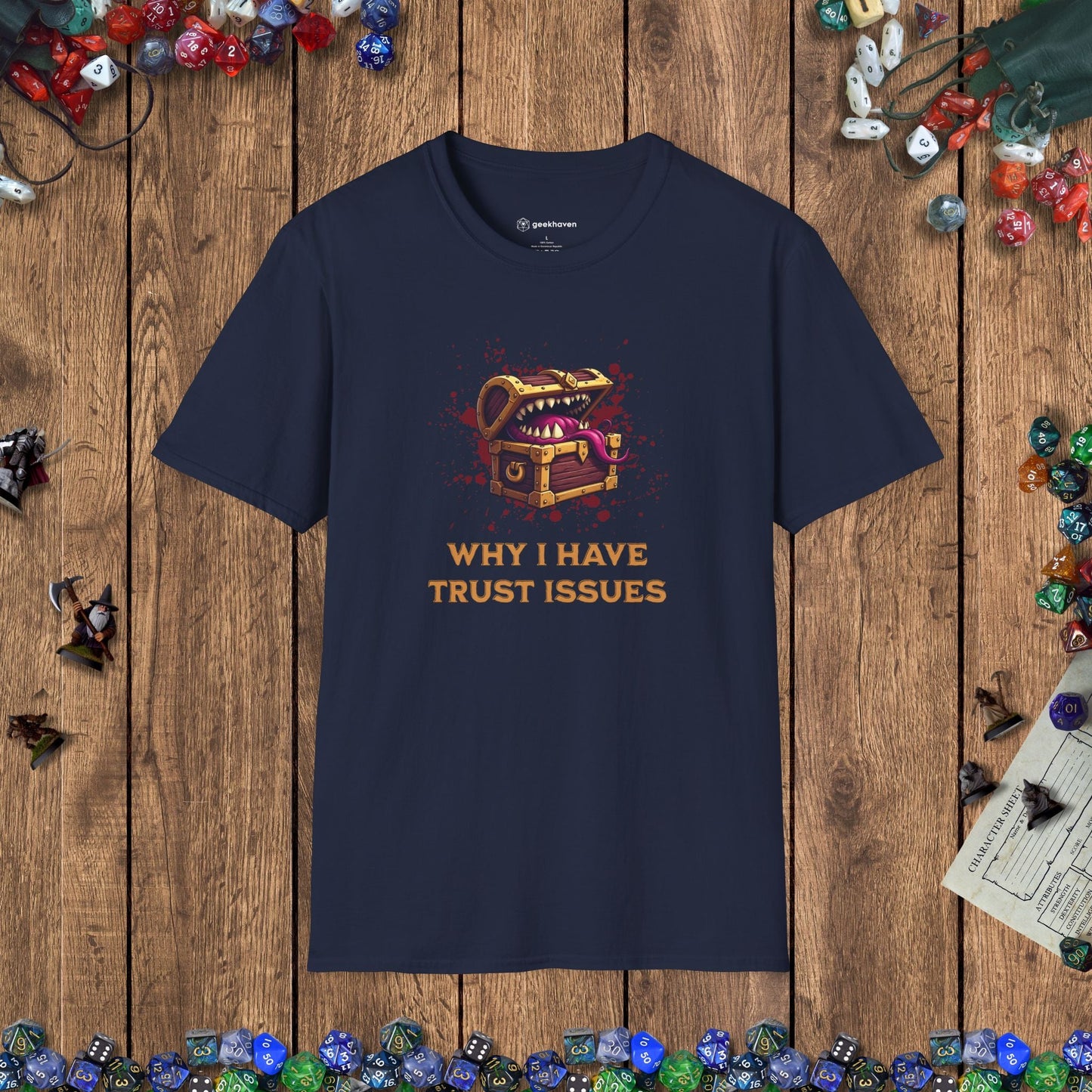 Mimic Trust Issues Funny DnD T-Shirt Designed by GeekHaven