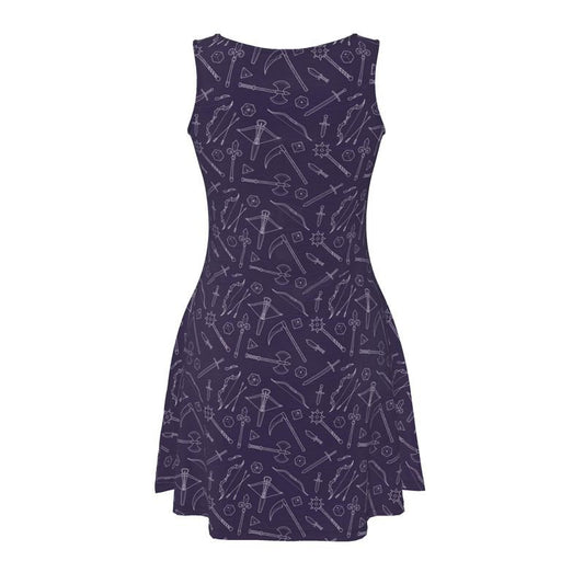 Purple Medieval Weapons Skater Dress Designed by GeekHaven