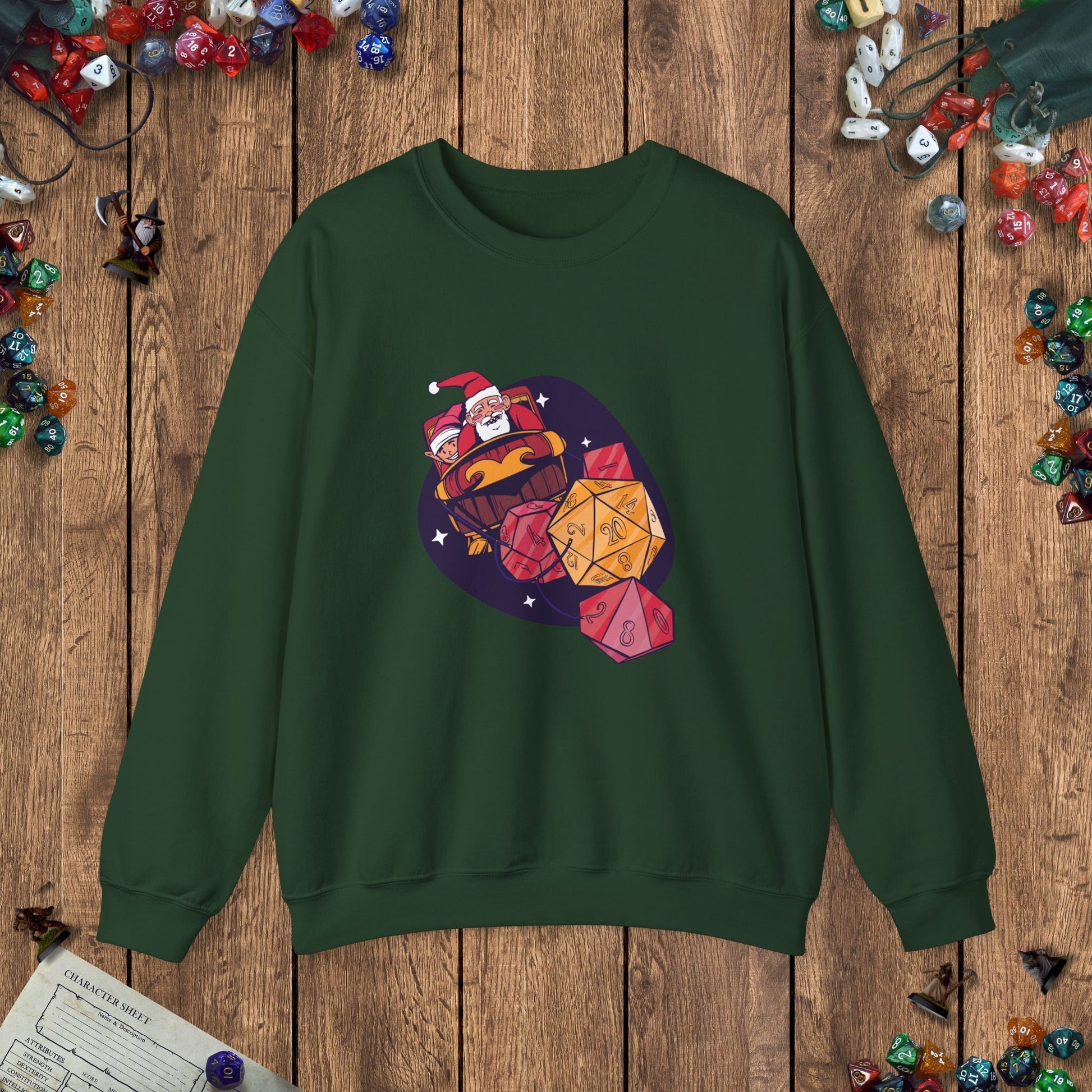 Santa's Dice - Powered Sleigh Funny DnD Christmas Jumper Designed by GeekHaven