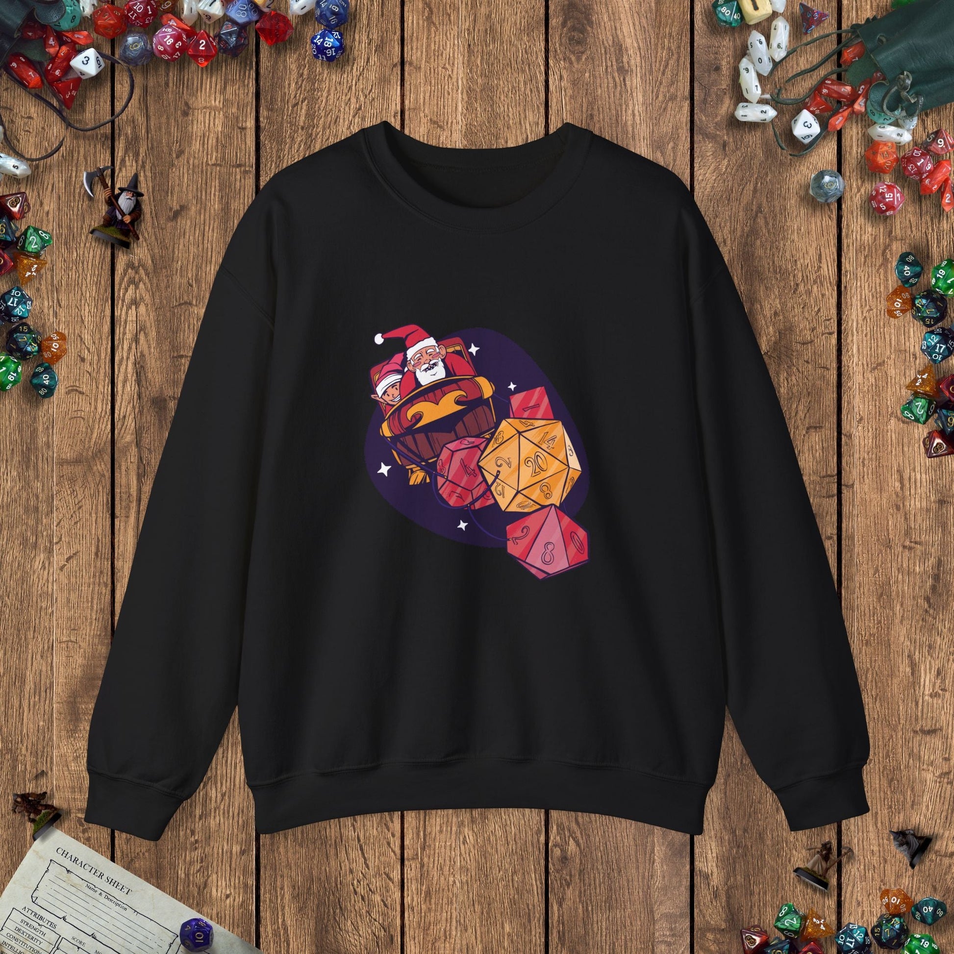 Santa's Dice - Powered Sleigh Funny DnD Christmas Jumper Designed by GeekHaven