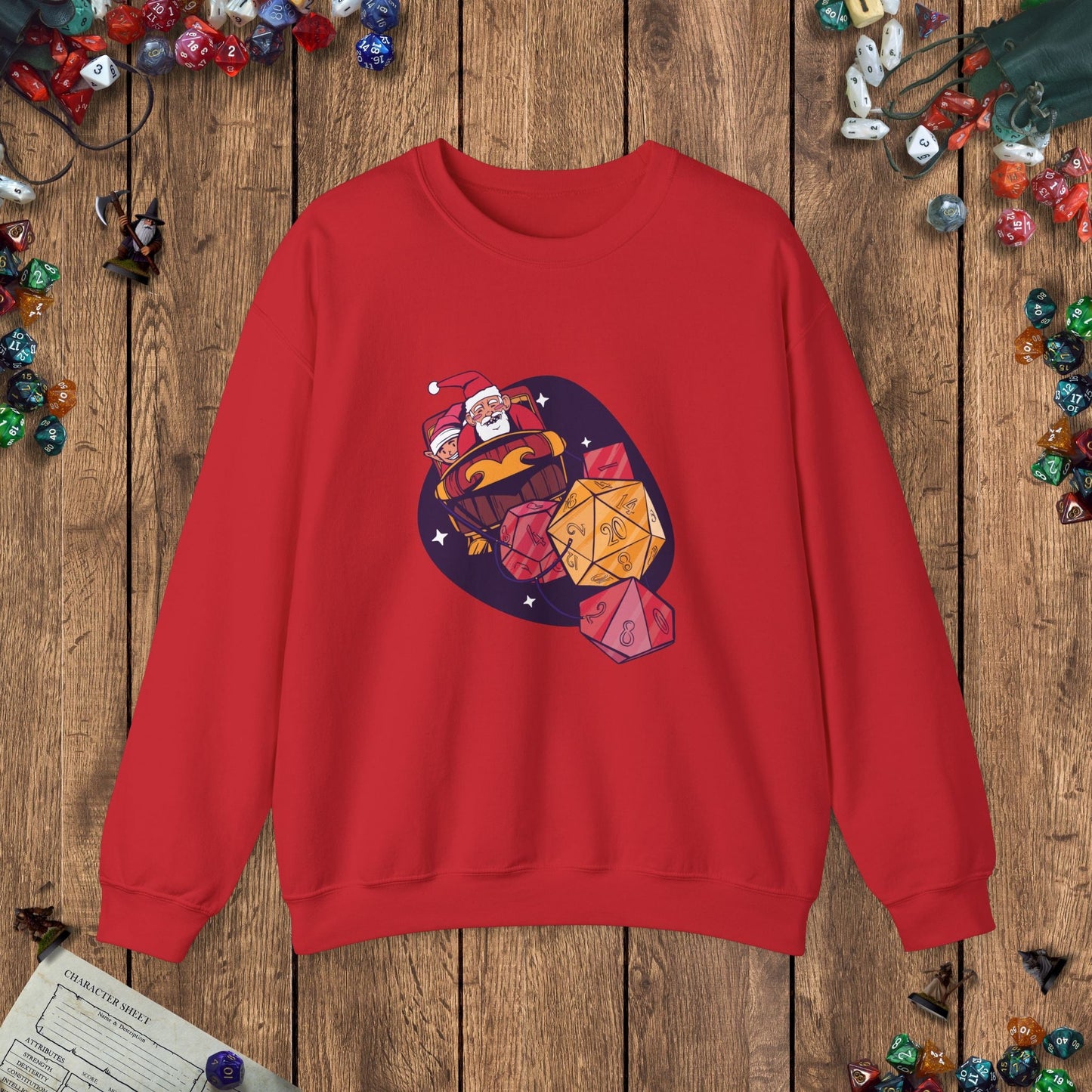 Santa's Dice - Powered Sleigh Funny DnD Christmas Jumper Designed by GeekHaven