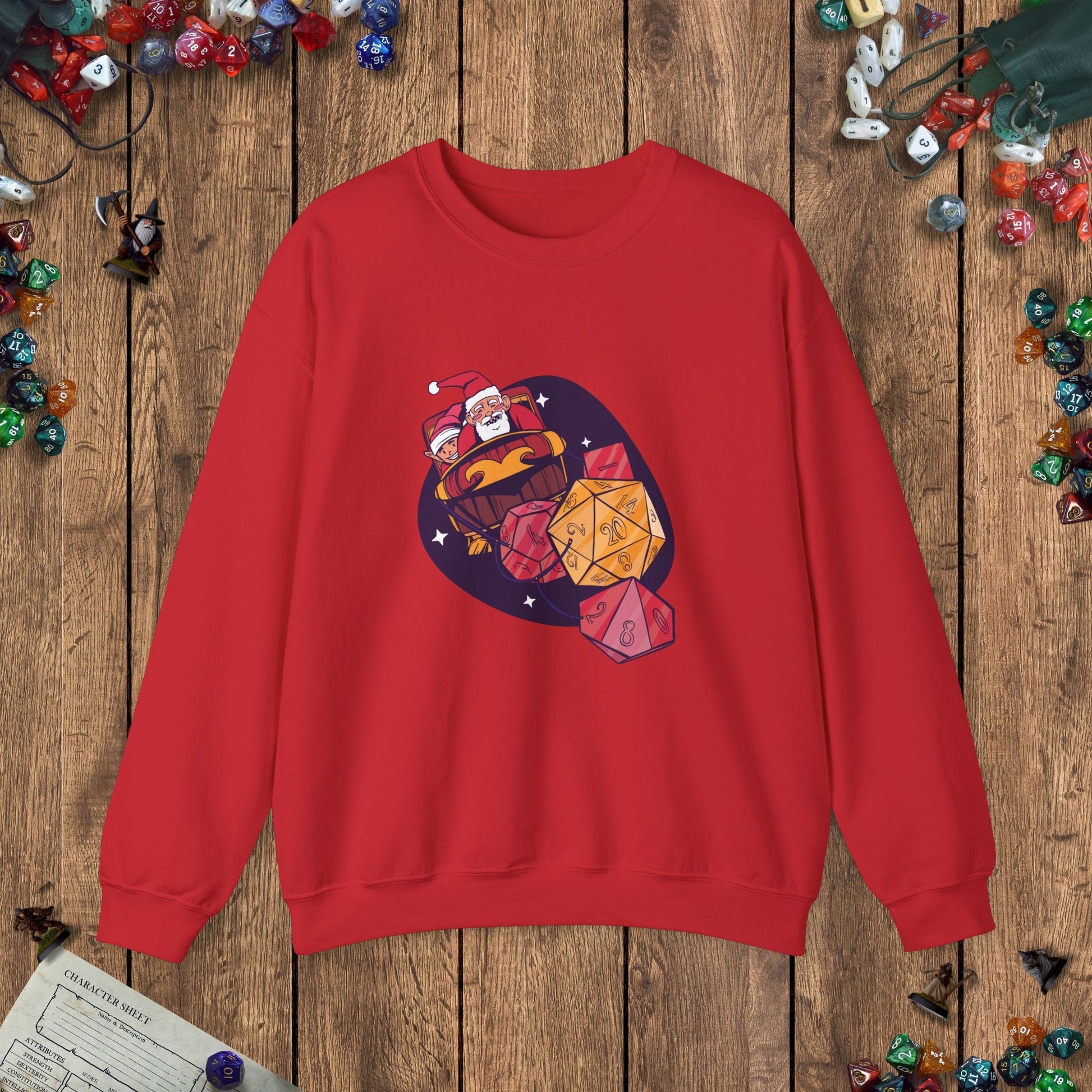 Santa's Dice - Powered Sleigh Funny DnD Christmas Jumper Designed by GeekHaven