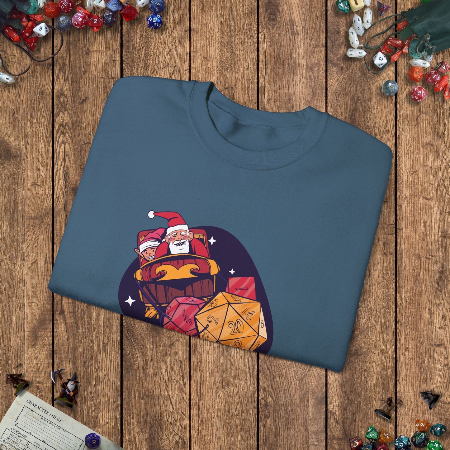 Santa's Dice - Powered Sleigh Funny DnD Christmas Jumper Designed by GeekHaven