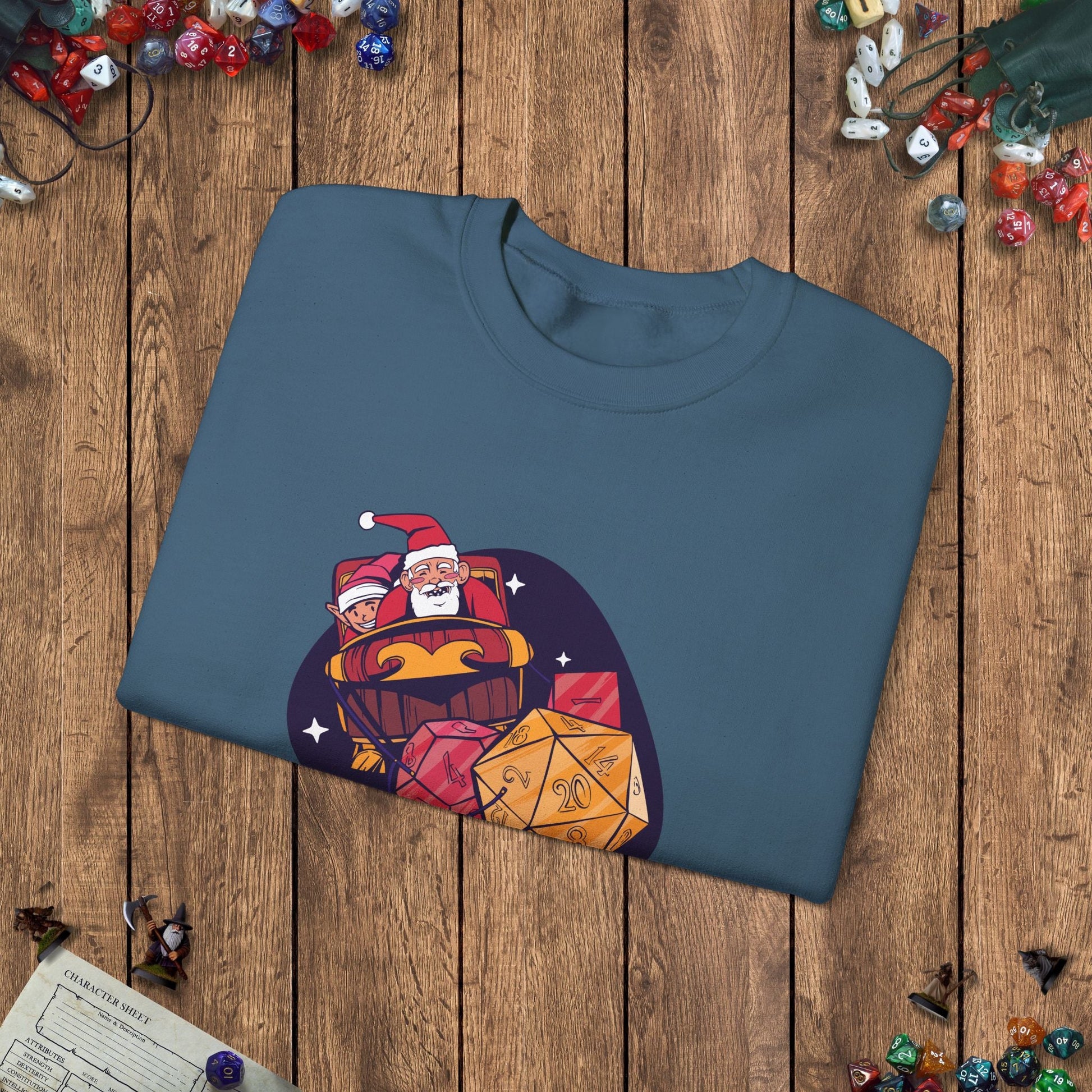 Santa's Dice - Powered Sleigh Funny DnD Christmas Jumper Designed by GeekHaven