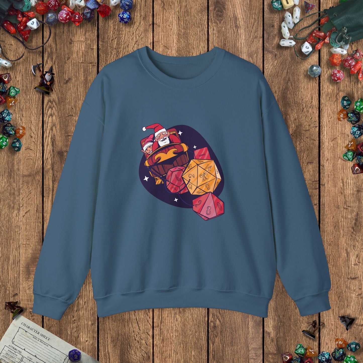 Santa's Dice - Powered Sleigh Funny DnD Christmas Jumper Designed by GeekHaven