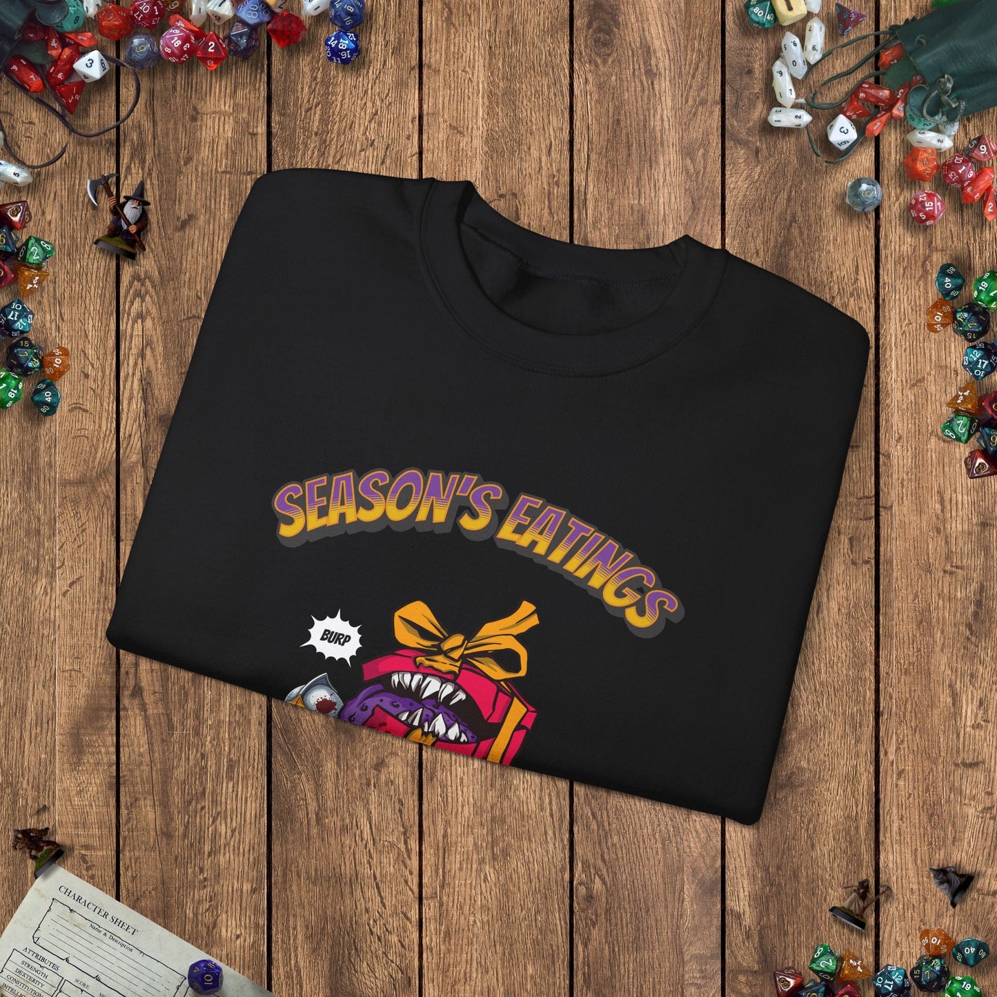 Season's Eatings Mimic Funny DnD Christmas Sweater Designed by GeekHaven
