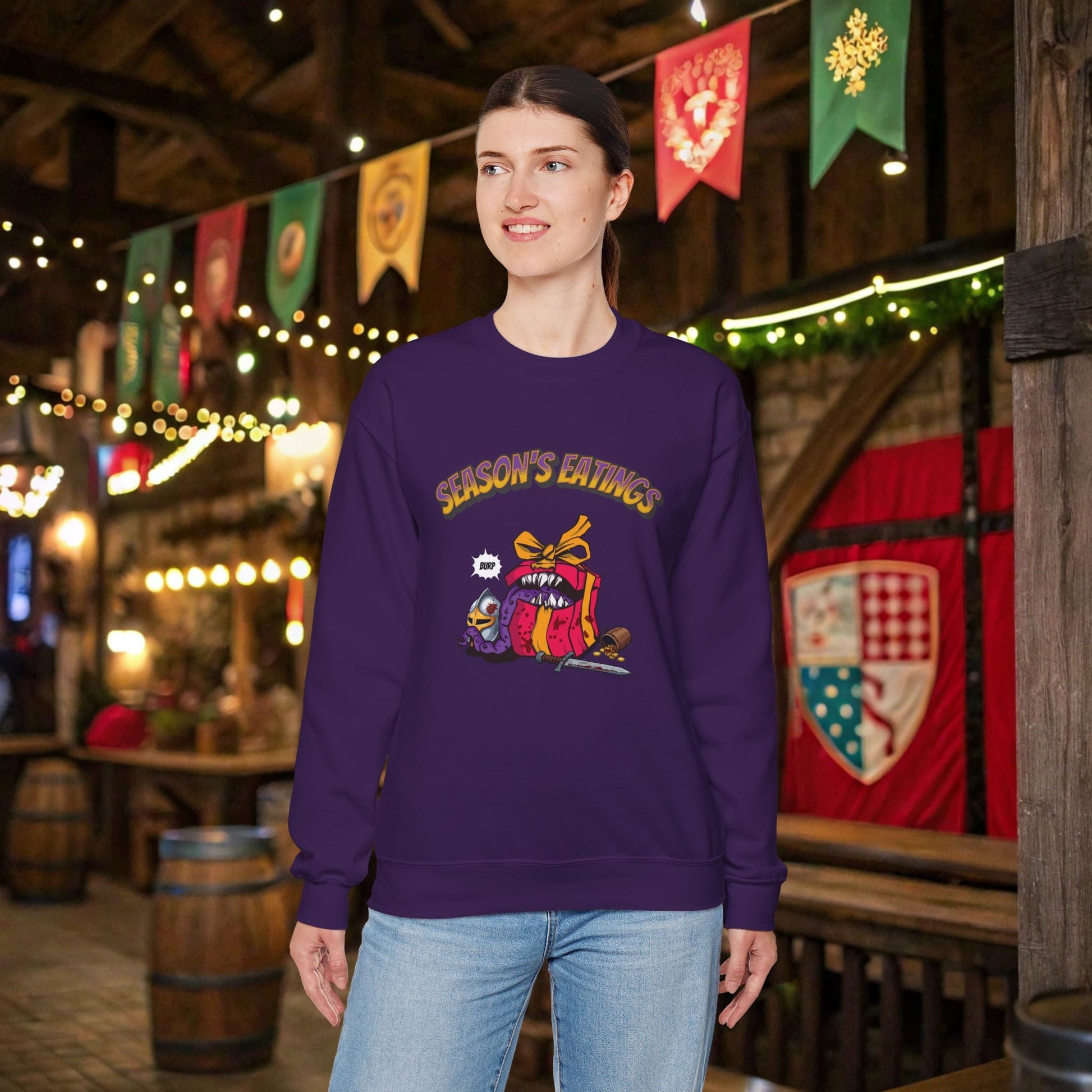 Season's Eatings Mimic Funny DnD Christmas Sweater Designed by GeekHaven