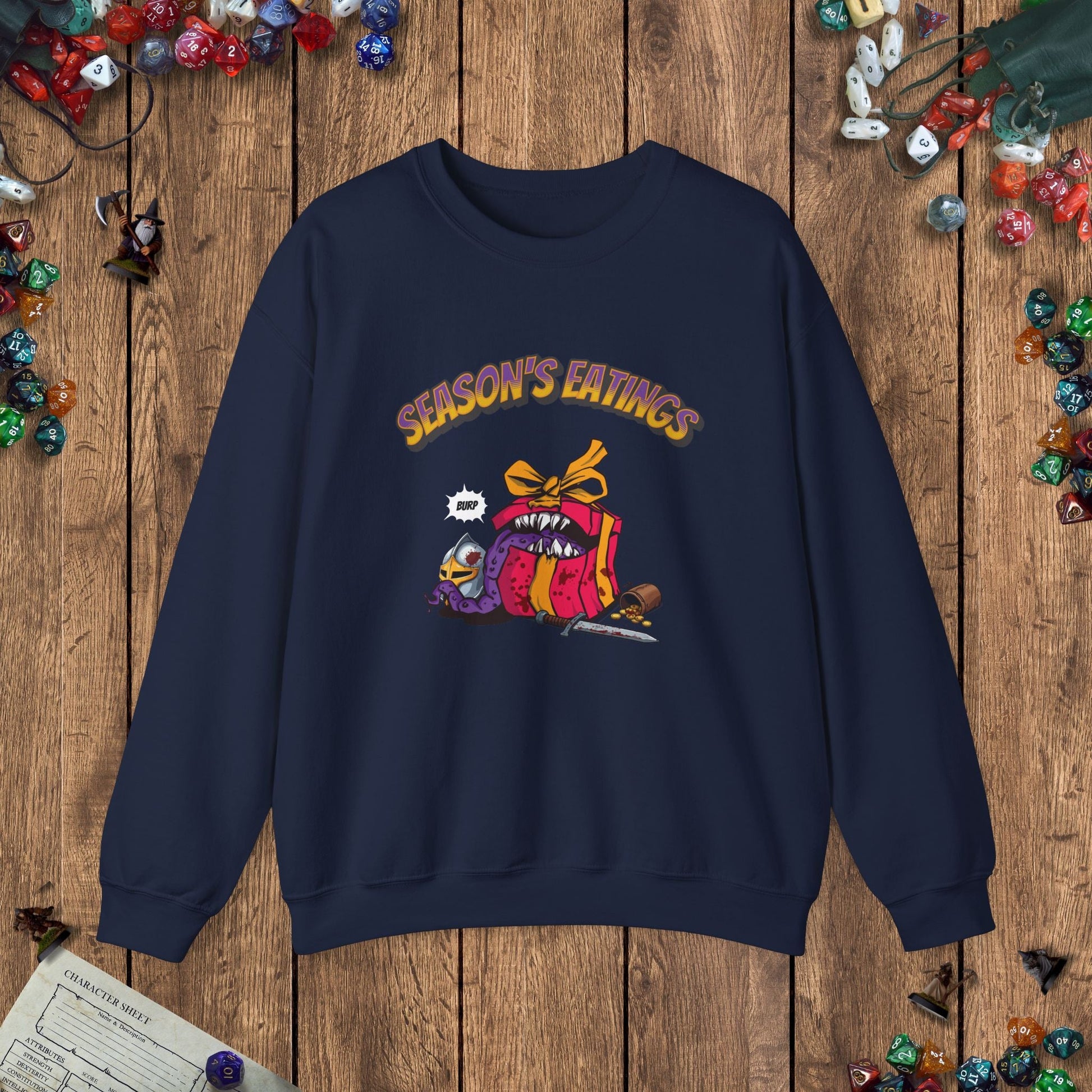 Season's Eatings Mimic Funny DnD Christmas Sweater Designed by GeekHaven