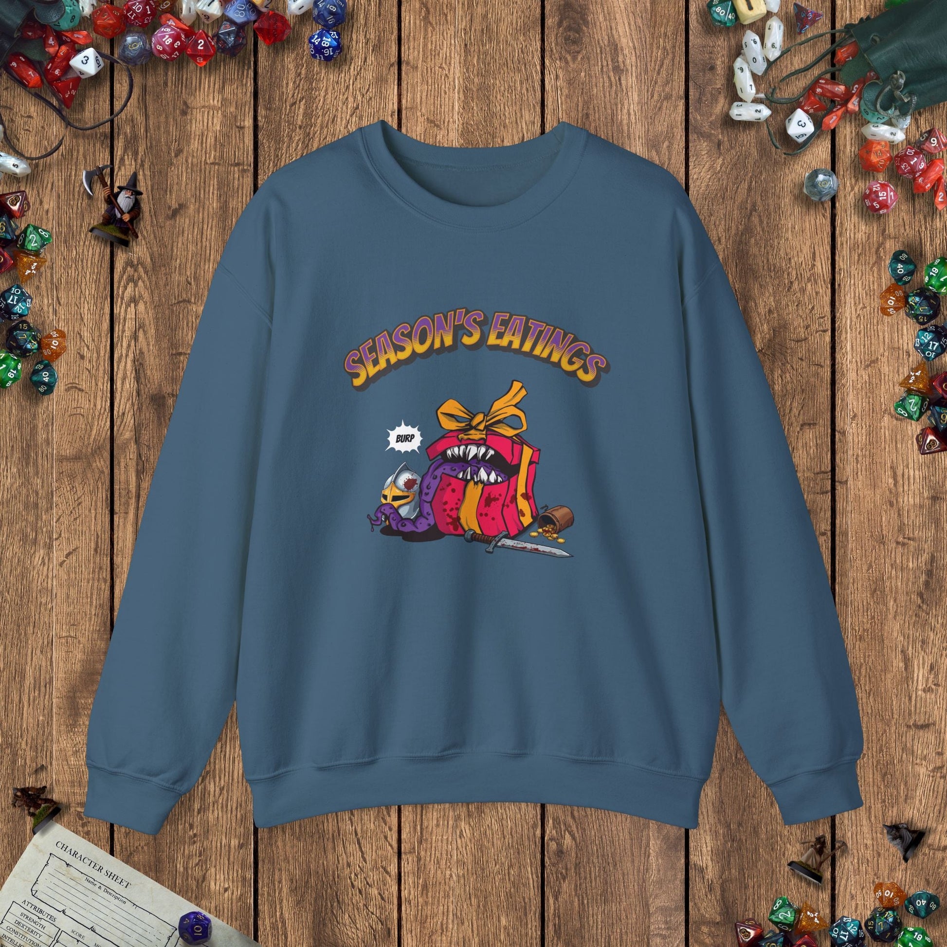 Season's Eatings Mimic Funny DnD Christmas Sweater Designed by GeekHaven