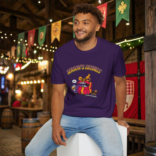 Season's Eatings Mimic Funny DnD Christmas T-shirt Designed by GeekHaven