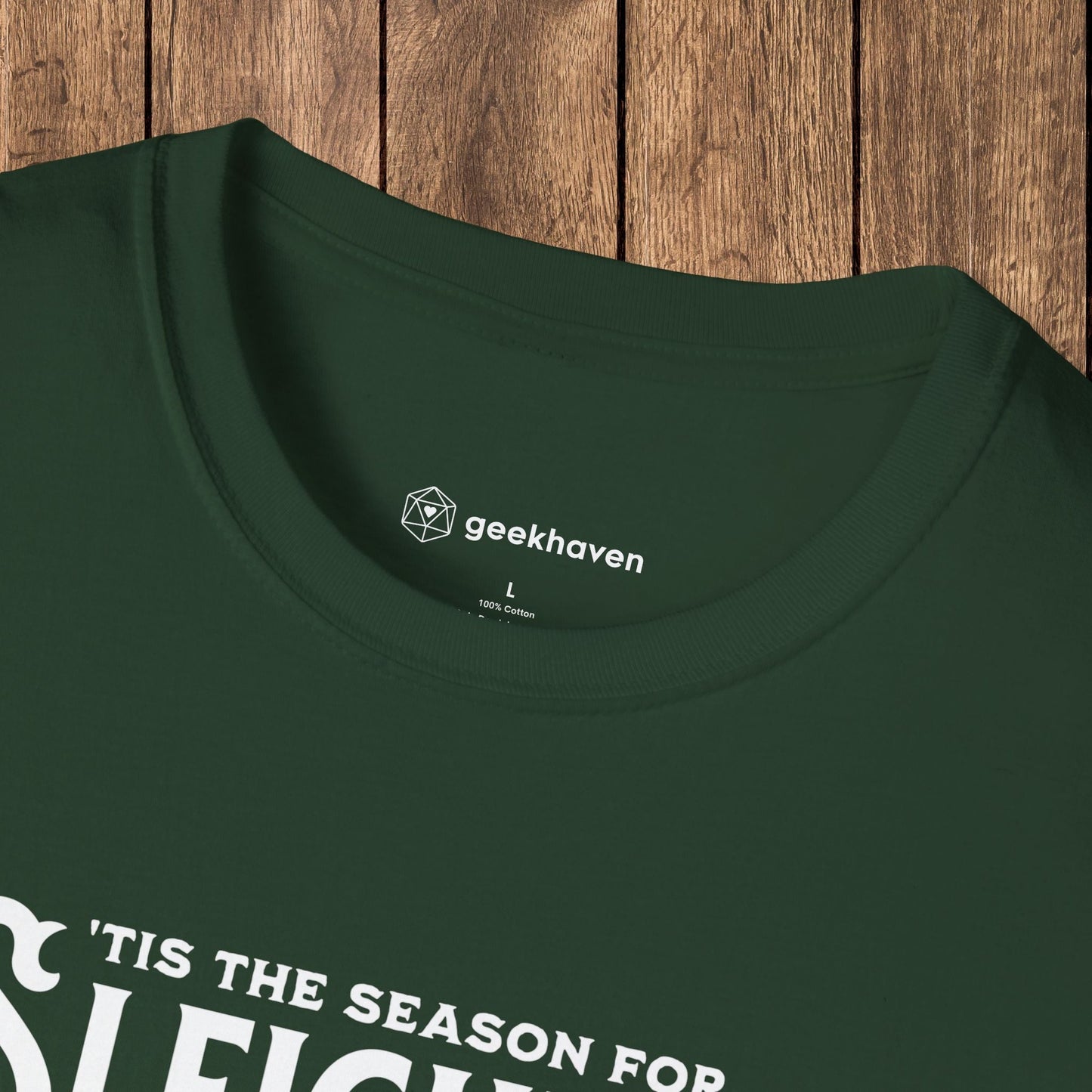 Sleighing Dragons Funny DnD Christmas T-shirt Designed by GeekHaven