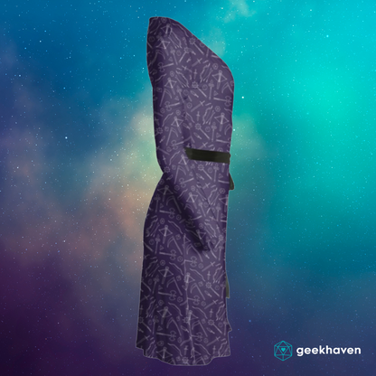Purple Medieval Weapons Wrap Dress