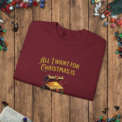 All I Want for Christmas Is Loooot Funny DnD Christmas Sweater Designed by GeekHaven