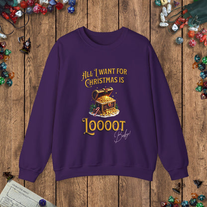 All I Want for Christmas Is Loooot Funny DnD Christmas Sweater Designed by GeekHaven