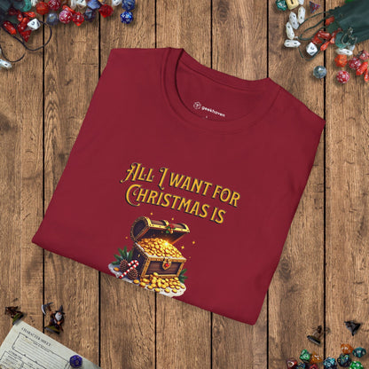 All I Want for Christmas Is Loooot Funny DnD Christmas T-shirt Designed by GeekHaven