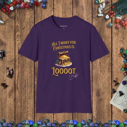 All I Want for Christmas Is Loooot Funny DnD Christmas T-shirt Designed by GeekHaven