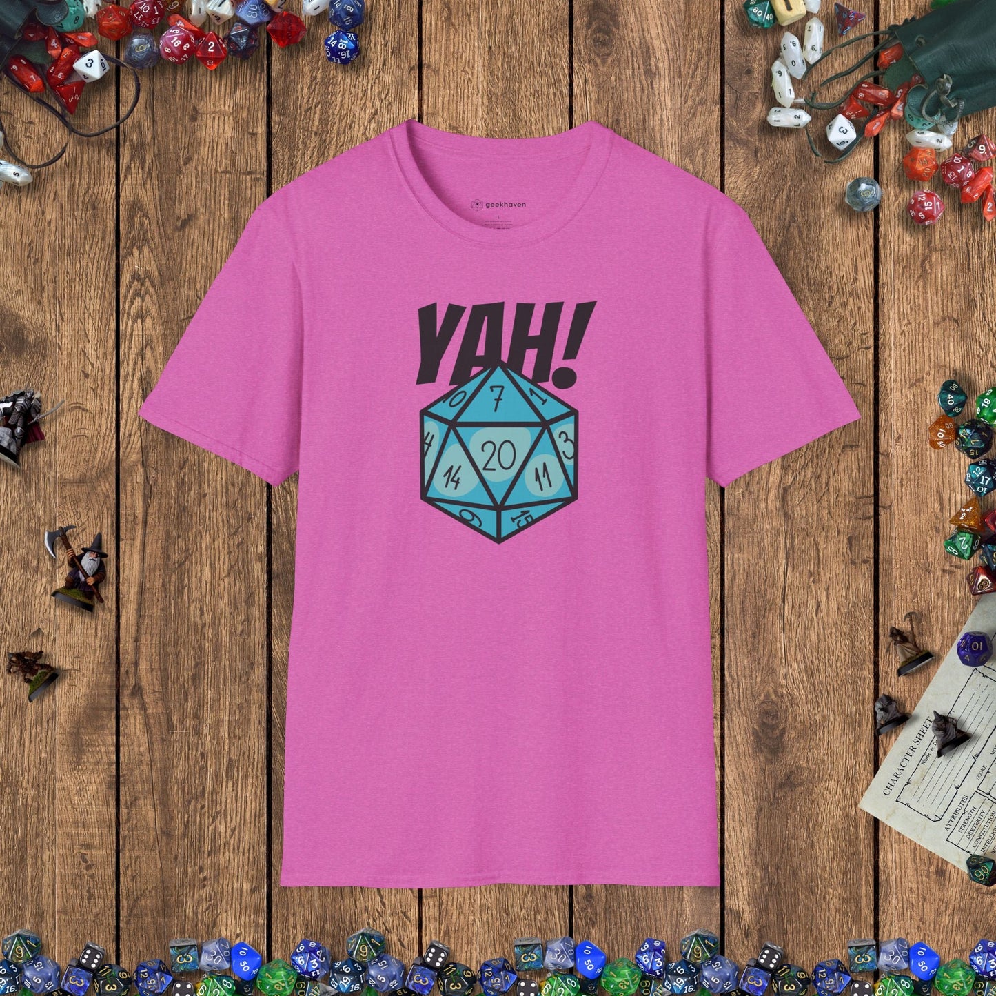 Critical Hit D20 Dice YAH! Funny DnD T-Shirt Designed by GeekHaven