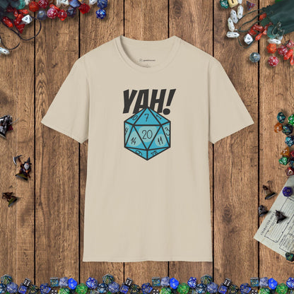 Critical Hit D20 Dice YAH! Funny DnD T-Shirt Designed by GeekHaven